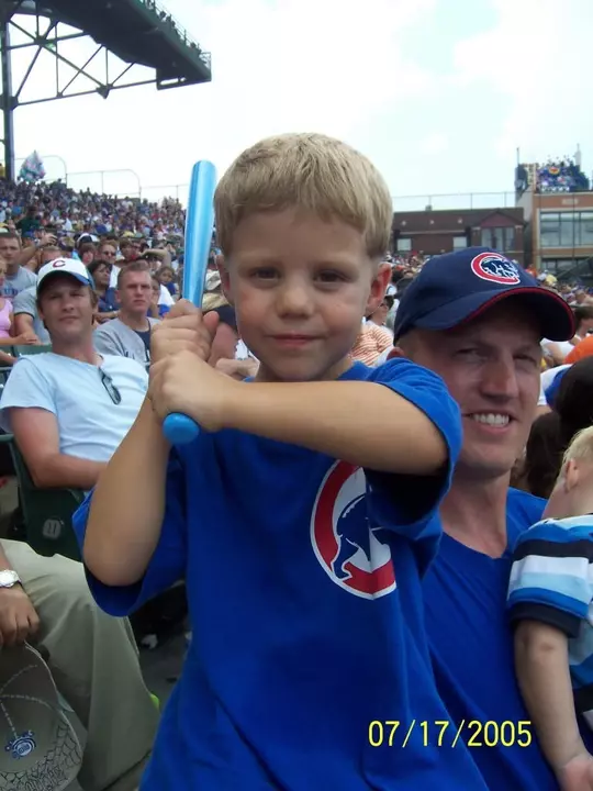 A young Owen Lindmark at a Cubs game