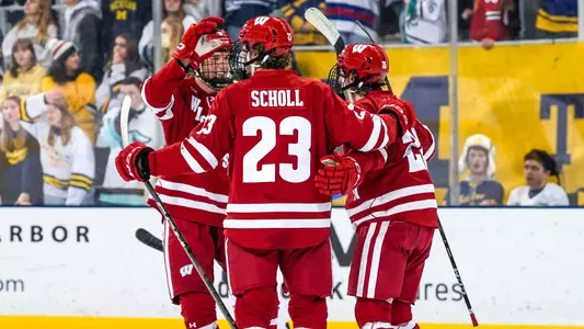 Badgers celebrate at No. 8 Michigan