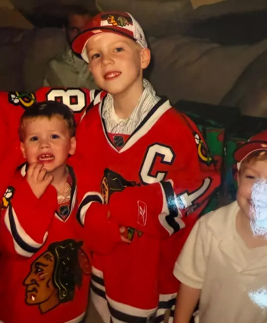 A young Jack Phelan in a Chicago Blackhawks jersey