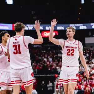 Nolan Winter and Steven Crowl celebrate against Chicago State