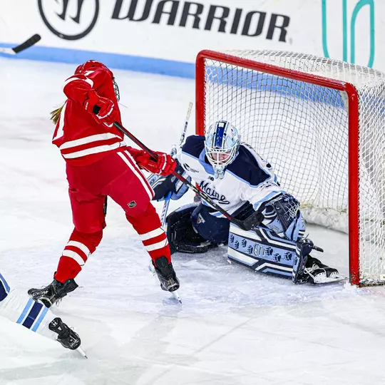Kelly Gorbatenko scores a goal against Maine