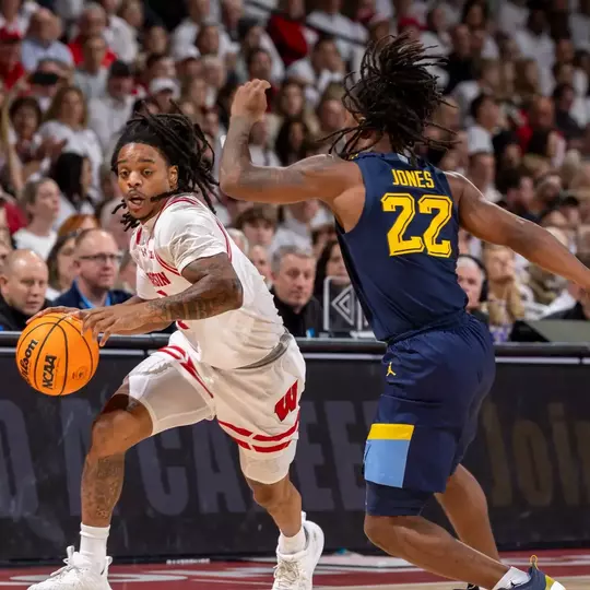 Wisconsin Badgers during an NCAA college men’s basketball game against the Marquette Golden Eagles, Saturday, Dec. 2, 2023, in Madison, Wis. (Photo by David Stluka/UW Athletic Communications)