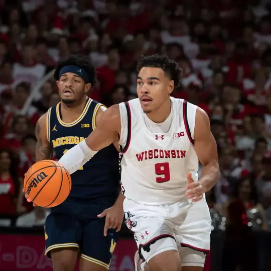 MADISON, WI - DECEMBER 3:  durning a college basketball game between the Michigan Wolverines and the Wisconsin Badgers on December 3rd, 2024 at the Kohl Center in Madison, WI. (Photo by Dan Sanger/Wisconsin Athletic Communications)