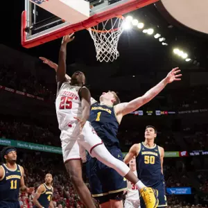 MADISON, WI - DECEMBER 3:  durning a college basketball game between the Michigan Wolverines and the Wisconsin Badgers on December 3rd, 2024 at the Kohl Center in Madison, WI. (Photo by Dan Sanger/Wisconsin Athletic Communications)