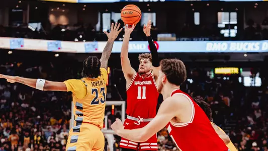 Max Klesmit takes a three against Marquette