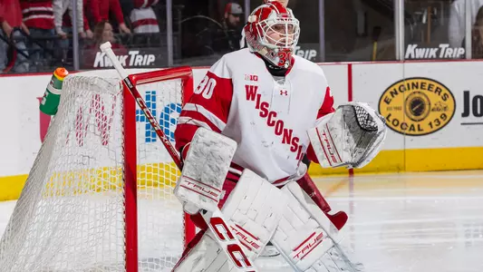 Tommy Scarfone in net for the Badgers