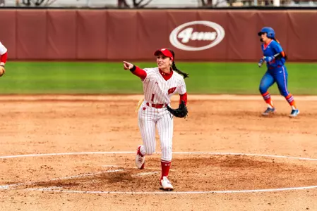 Tessa Magnanimo celebrates after a Boise State strikeout