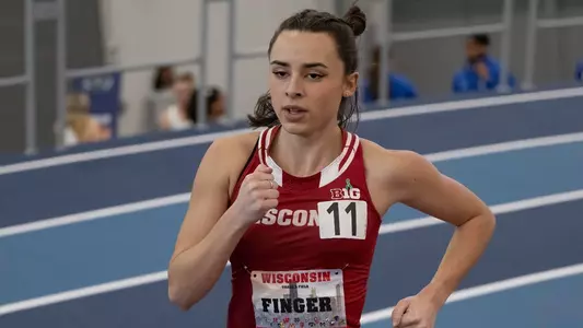 Kylie Finger comperes in the mile at the Badgers Windy City Invitational on Feb. 9 2024