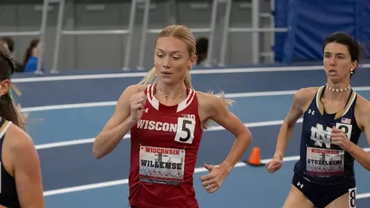Leane Willemse competes at the Badgers Windy City Invitational on Feb. 9 2024