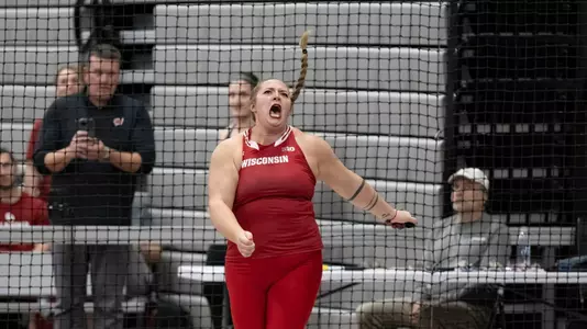 Chloe Lindeman competes at the at the Badgers Windy City Invitational on Feb. 9 2024