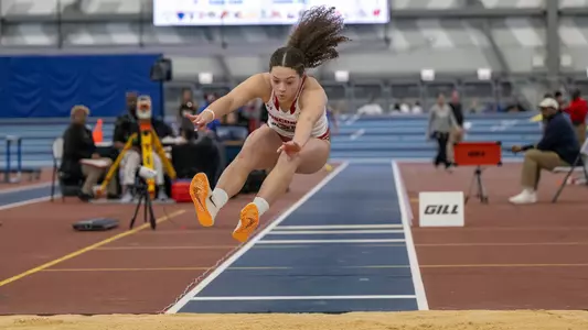 Elissa Perkins competes in the long jump at the Badgers Windy City Invitational on Feb. 9 2024