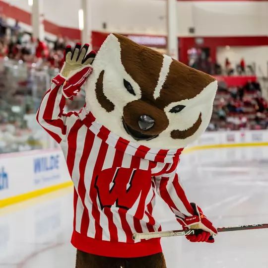 Bucky Badger at LaBahn Arena in 2024