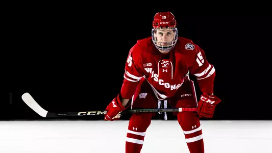 David Silye, senior forward and alternate captain for the Badger men's hockey team.