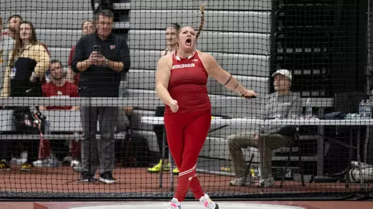 Chloe Lindeman competes in the weight throw during 2024 indoor track season