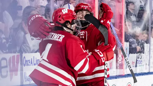 Ben Dexheimer celebrates overtime game-winning goal