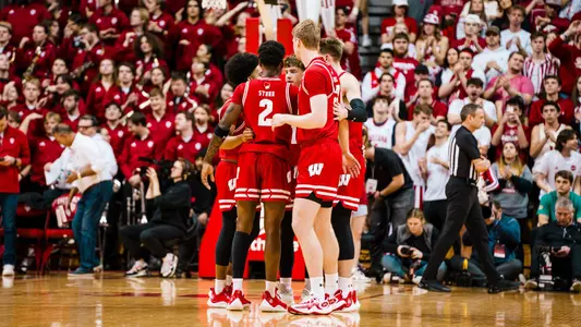 Wisconsin in a huddle against Indiana