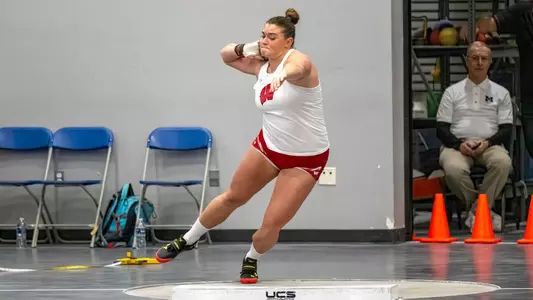 Danni Langseth competes in the shot put at the Michigan Invitational on Jan. 27, 2024