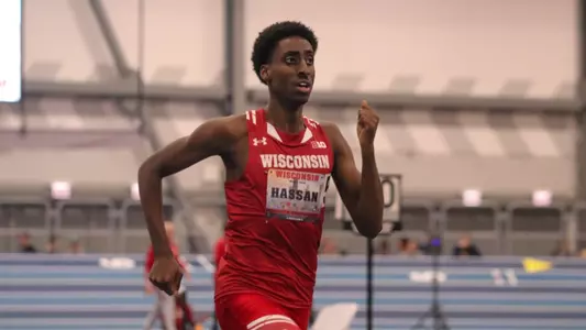 Abdullahi Hassan breaks the school record in the men's 800 meters at the Badger Windy City Invitational on Feb. 9