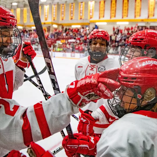 The Wisconsin Badgers women’s hockey team defeats Ohio State 6-3 in the WCHA Final Faceoffs Tournament Championship earning a guaranteed NCAA Tournament bid in Ridder Arena in Minneapolis on March 9, 2024. (Photo by Taylor Wolfram / Wisconsin Athletics Communications)