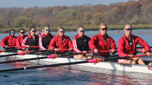 The Wisconsin women's rowing team hits the water