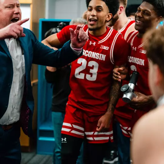 AJ Storr (2) and Chucky Hepburn (23) celebrate