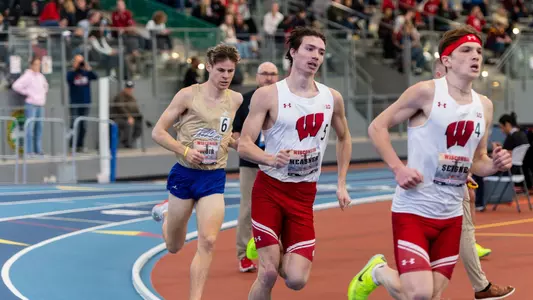 Logan Measner and Pierce Seigne run side-by-side in last year's 2023 outdoor track & field season