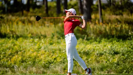 Vanessa Ho takes a swing at the 2023 Badger Invitational