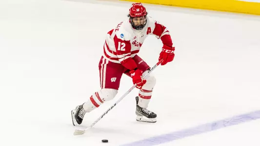 Mathieu De St. Phalle skates in the Badgers' 2024 NCAA Tournament regional game versus Quinnipiac