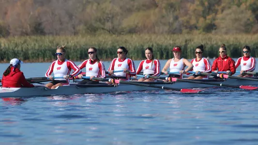 The Wisconsin women's rowing team hits the water