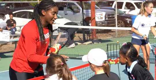 Ariel Johnson teaches Tennis to kids in Selma