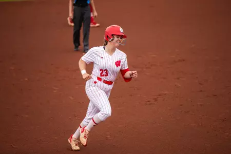 Hilary Blomberg trots around the bases at Indiana