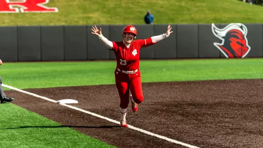 Hilary Blomberg celebrates first career home run