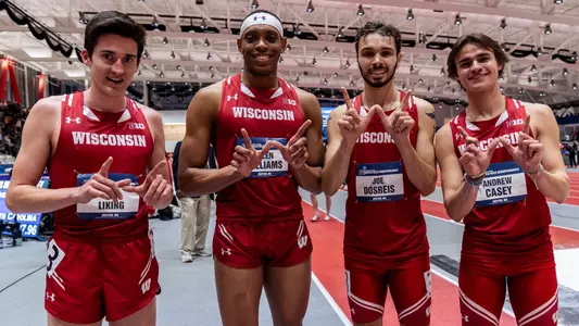 The men's DMR takes 8th place at the 2024 Indoor NCAA Championships, including Liking, Williams, Casey and dosReis