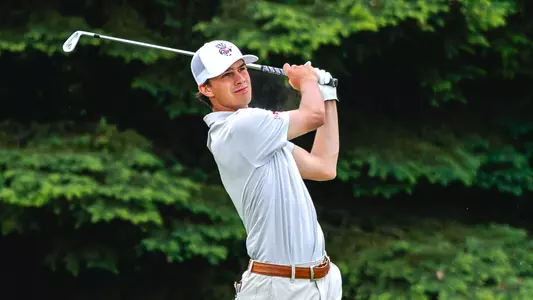Cameron Huss, Wisconsin men's golf, playing at the 2024 NCAA Regional in Lafayette, Indiana on Monday, May 13, 2024