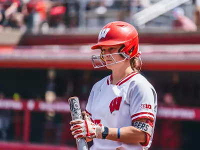 Emmy Wells up to bat against Maryland
