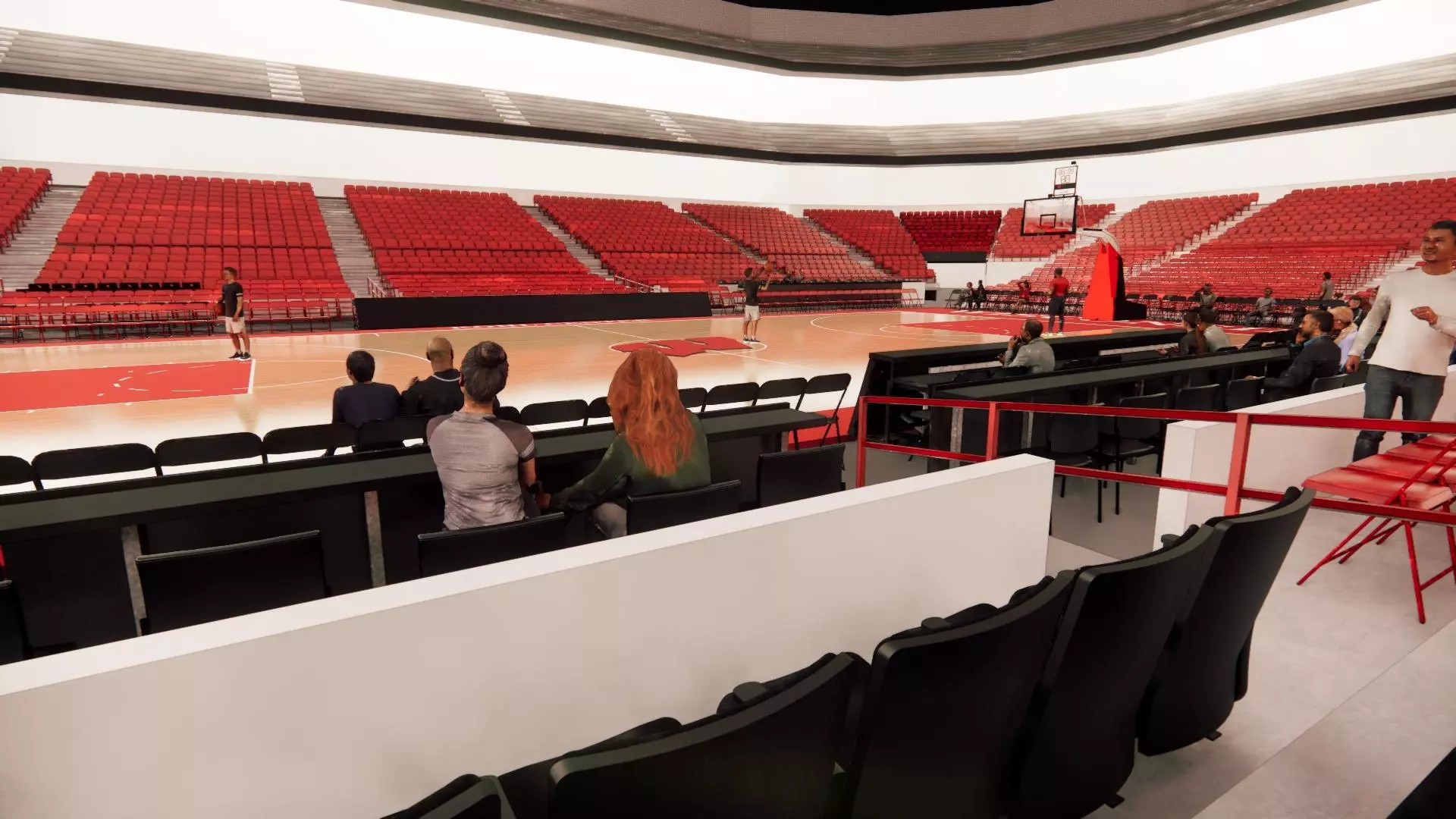 Rendering of new Kohl Center premium club seating at a basketball game