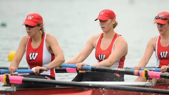 Grace Latz rowing with Vicky Opitz at Wisconsin