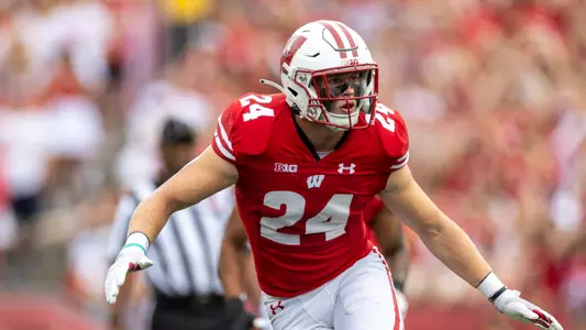 Wisconsin Badgers defensive back Hunter Wohler an NCAA college football game against the Georgia Southern Eagles, Saturday, Sept. 16, 2023, in Madison, Wis. The Badgers won 34-14. (Photo by David Stluka/Wisconsin Athletic Communications)