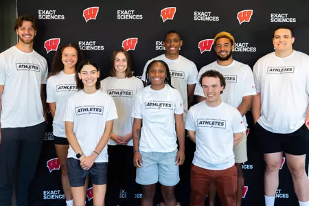 Group photo Meet our 2024-25 Exact Sciences Athletes. Back row left to right: Carter Gilmore, Elissa Perkins, Abby Wanezek, Jalen Williams, Austin Brown, Jason Swarens. Front left to right: Chloe Powell, Ronnie Porter, Liam Smith
Not pictured: Sophia Gruenling, Bella Vasseur