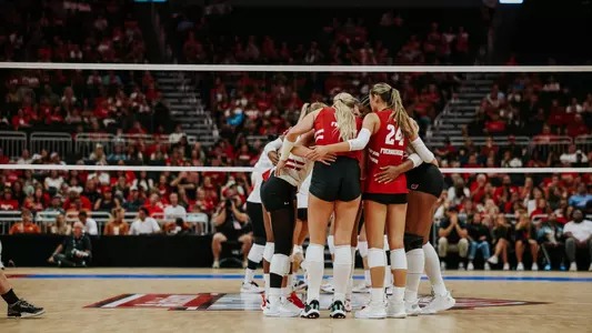 Team huddle at the Fiserv Forum