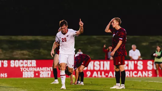 Thomas Raimbault celebrates a goal against Viterbo