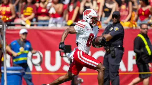 Wisconsin Badgers during a Big Ten Conference NCAA college football game against the USC Trojans, Saturday, Sept. 28, 2024, in Los Angeles, Cal. (Photo by David Stluka/Wisconsin Athletic Communications)