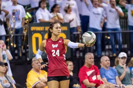 Charlie Fuerbringer prepares to serve the ball
