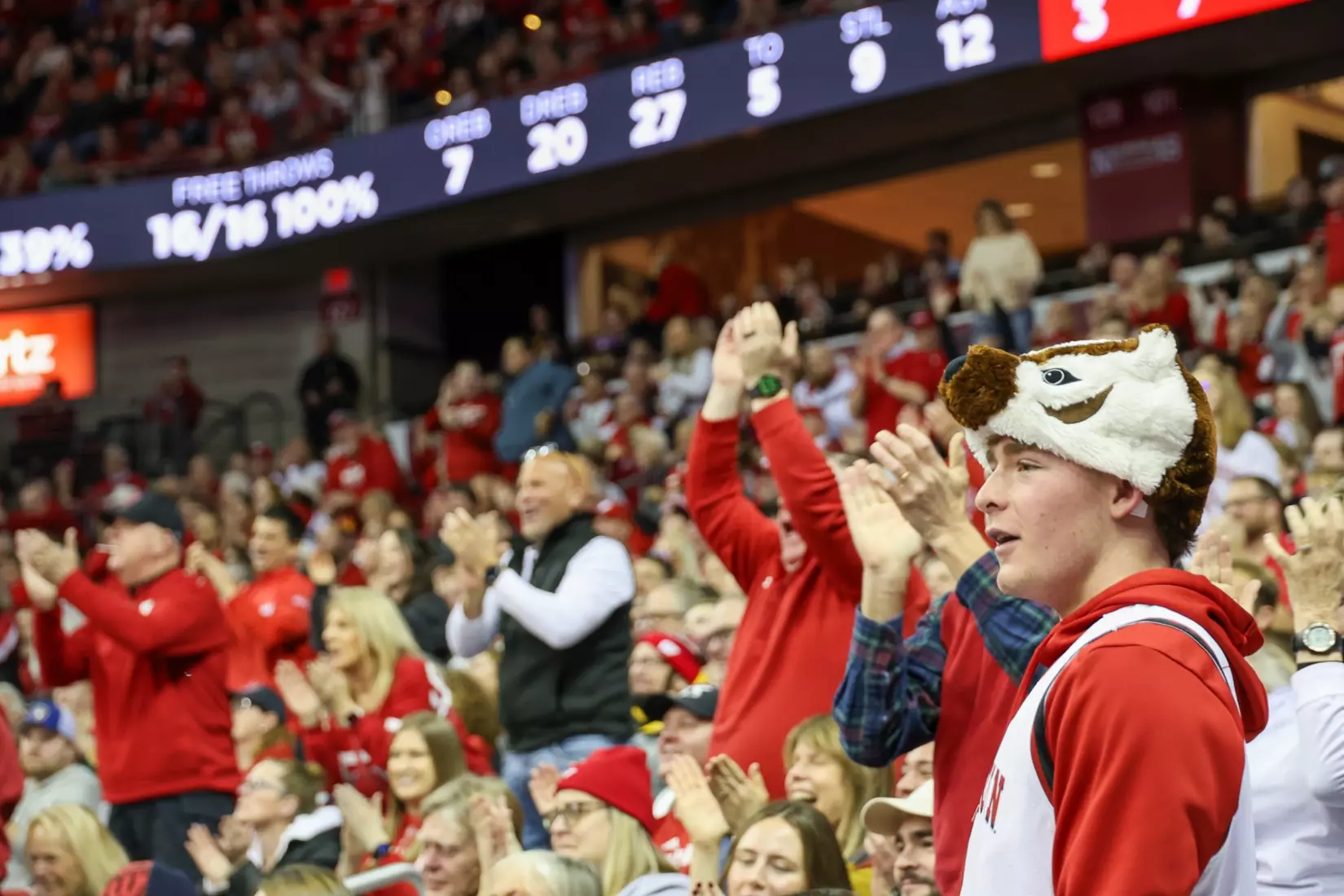 Badgers fans celebrate a big win against Minnesota