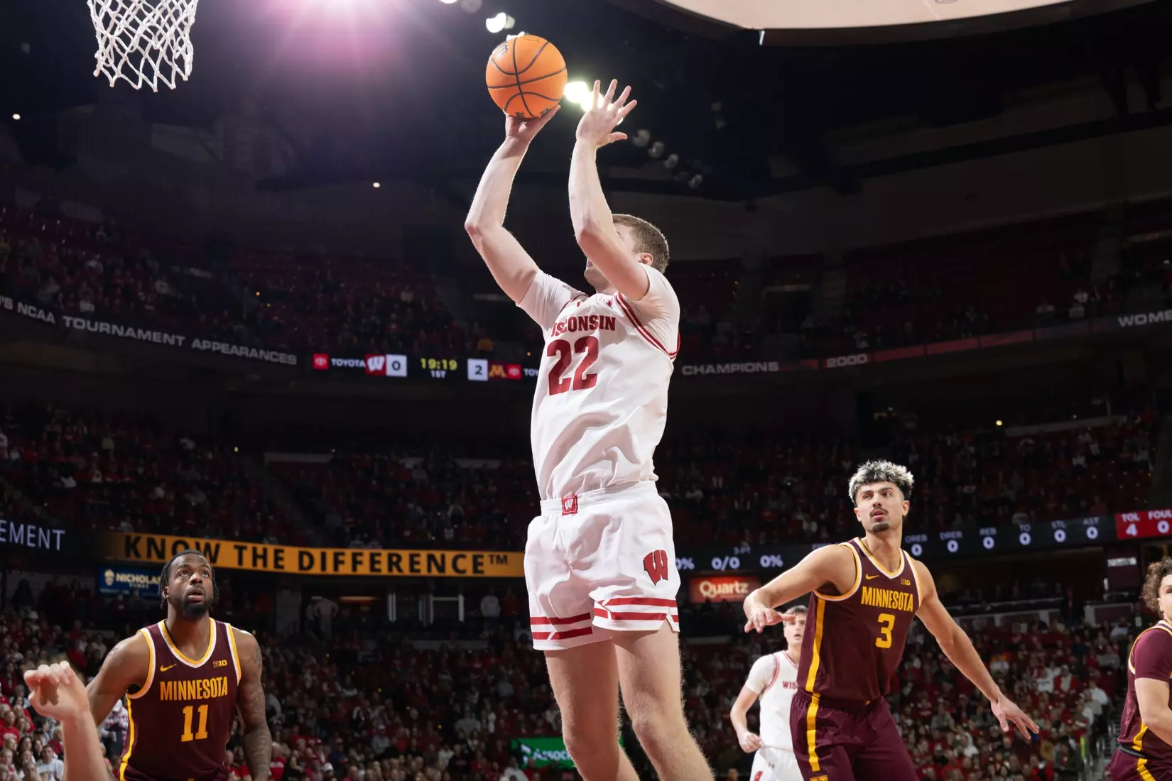 Steven Crowl takes the open shot against Minnesota