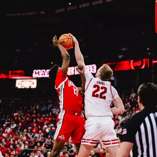 Steven Crowl blocks an Ohio State shot