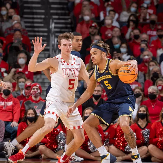 Wisconsin Badgers XXXX during an NCAA college men’s basketball game against the Michigan Wolverines, Sunday, Feb. 20, 2022, in Madison, Wis. (Photo by David Stluka/UW Athletic Communications))
