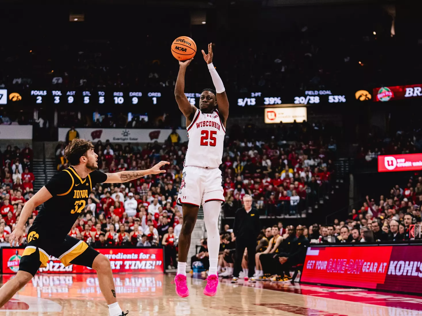 John Blackwell shoots a three vs. Iowa
