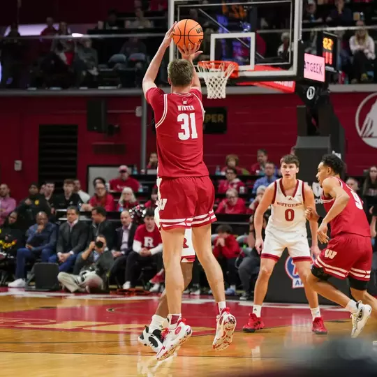 Nolan Winter shoots a three at Rutgers