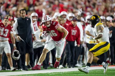 Wisconsin Badgers during a Big Ten Conference NCAA college football game against the Iowa Hawkeyes, Sat., Oct. 11, 2025, in Madison, Wis. (Photo by David Stluka/Wisconsin Athletic Communications)